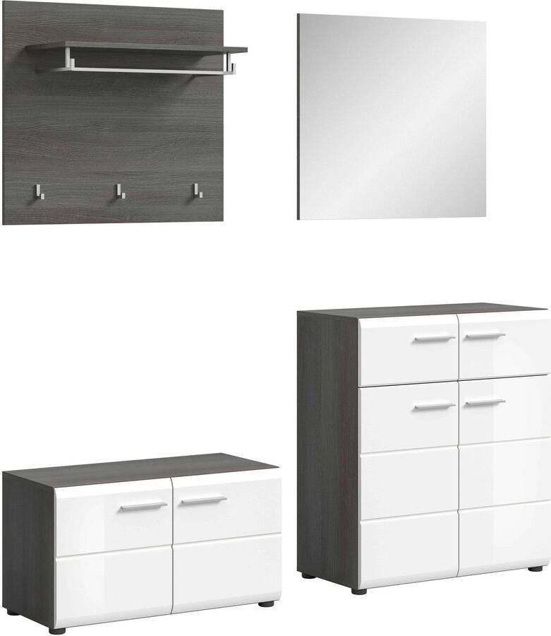 Furnilux Salsa garderobekastcombinatie wit hoogglans MDF TZ rookzilver NB 37x175x192cm