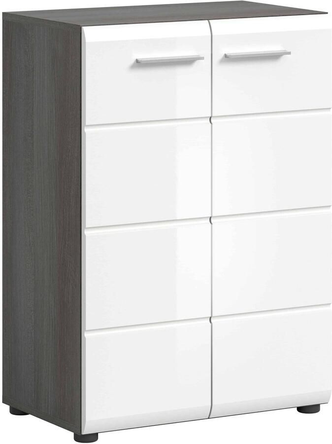 Furnilux Salsa ladekast wit hoogglans MDF TZ rook zilver NB 37x60x85cm
