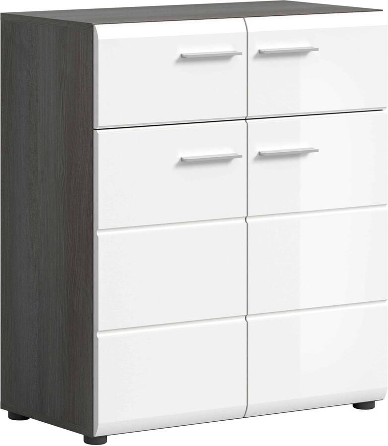 Furnilux Salsa schoenenkast wit hoogglans MDF TZ rook zilver NB 37x80x90cm