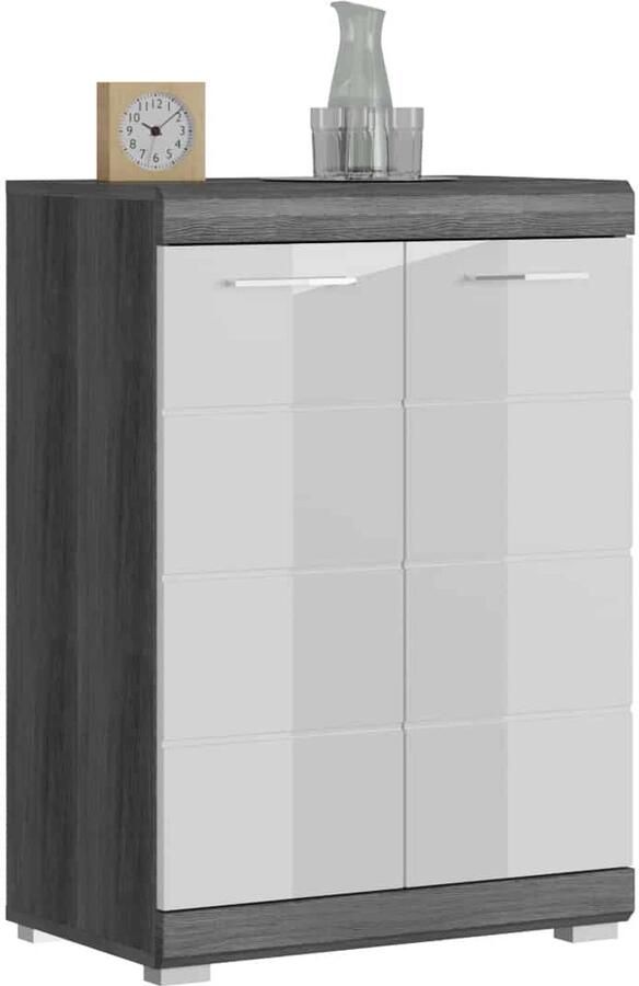 Furnilux Scout ladekast wit hoogglans MDF TZ rook zilver NB 37x60x85cm