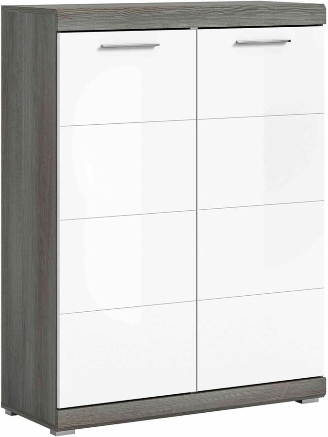 Furnilux Scout schoenenkast wit hoogglans MDF TZ rookzilver 37x90x120cm