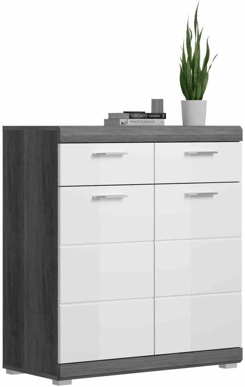 Furnilux Scout schoenenkast wit hoogglans MDF TZ rookzilver NB 37x90x96cm