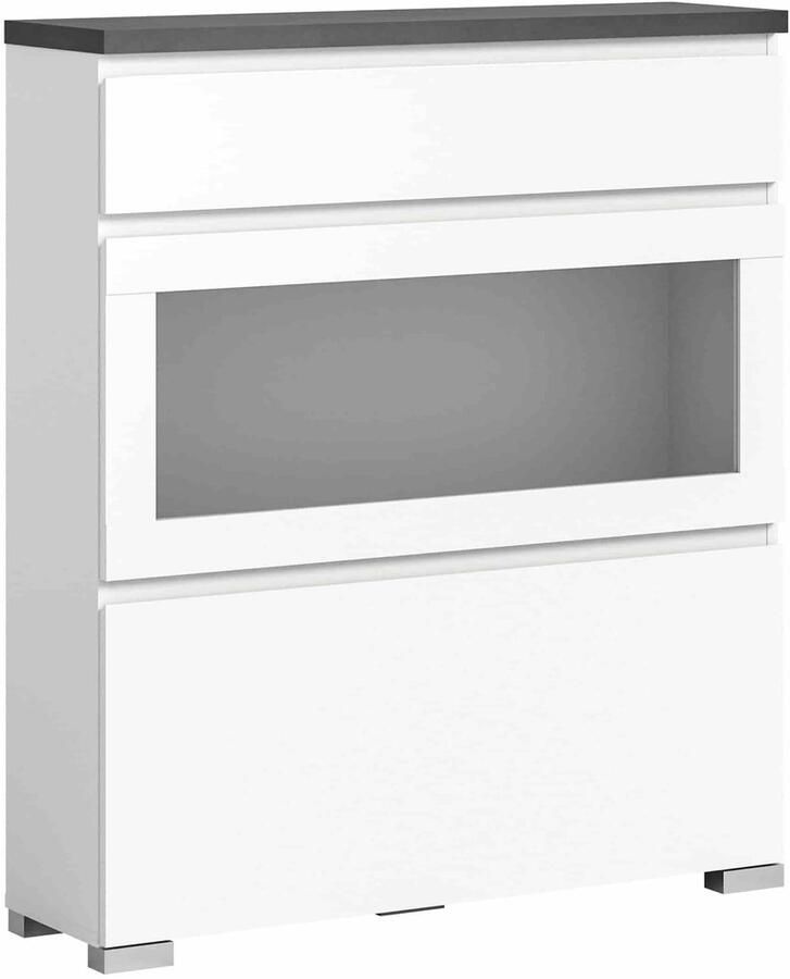 Furnilux Shoelove schoenenkast vitrine wit NB grijs NB 27x95x109cm