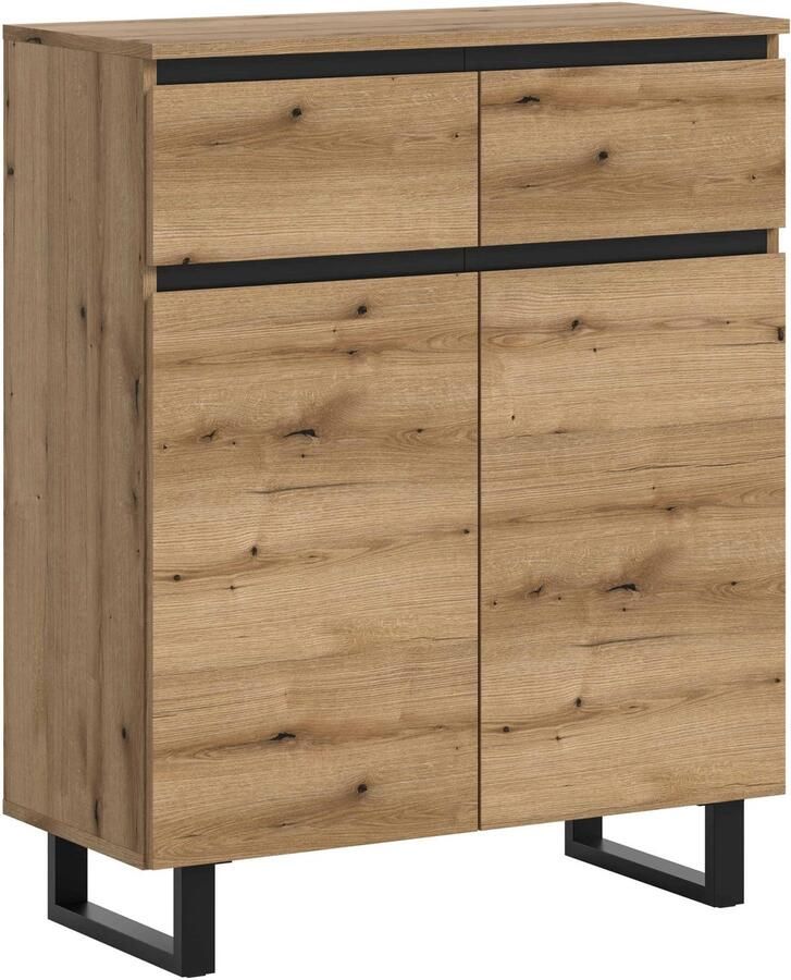 Furnilux Tomasa ladekast Evoke Oak NB Zwart 36x80x99cm