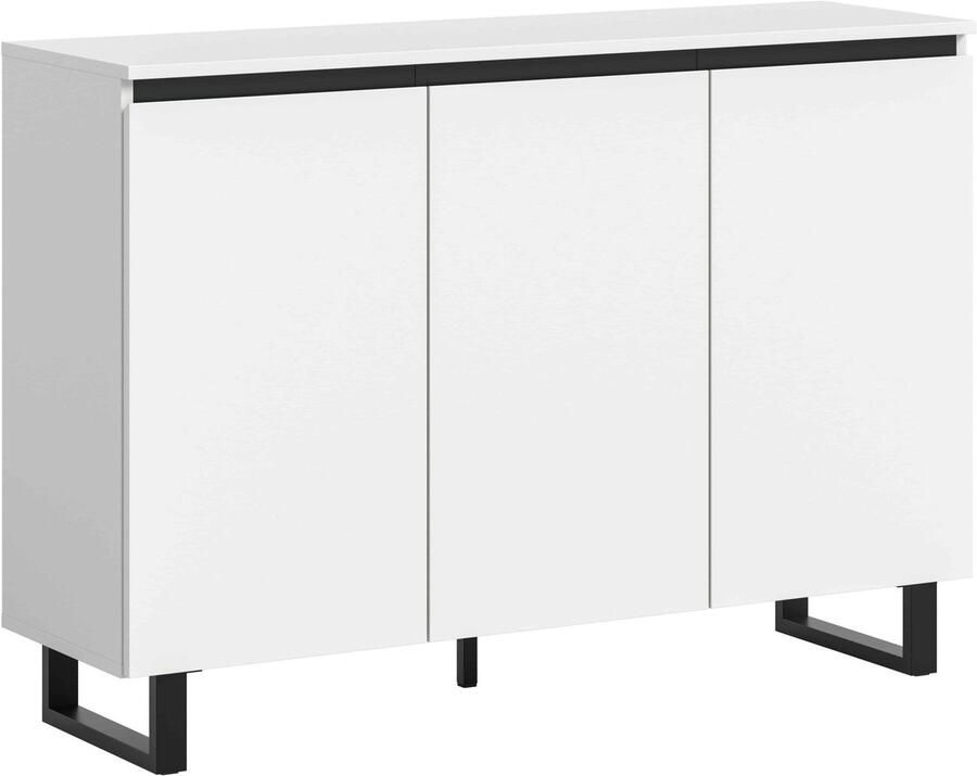 Furnilux Tomasa ladekast wit melamine zwart 36x120x84cm