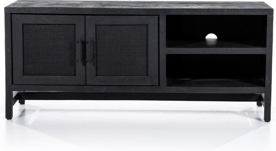 Furnilux Tv-meubel Zwart met rotan webbing
