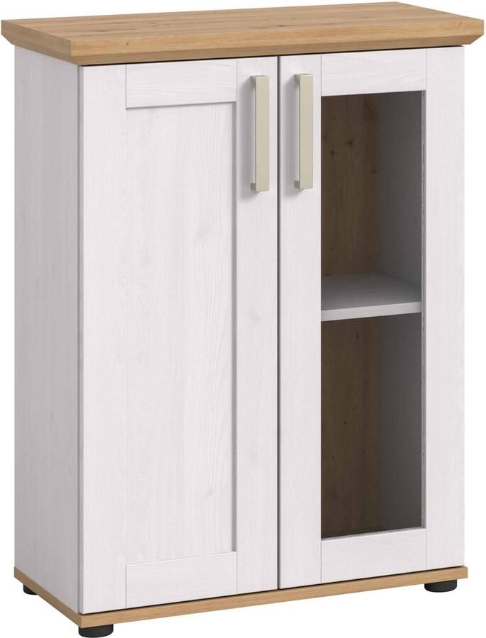 Furnilux Verona wand- staande vitrinekast rechts links Sibiu lariks NB Artisan eiken NB 37x64x88cm