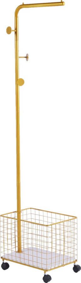 Furnilux Stijlvolle Metalen Kapstok met Opbergmand Antislip Haken Compact Design Ideaal voor Hal en Woonkamer