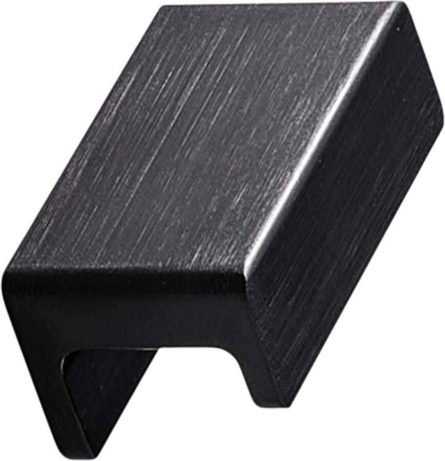 Furnipart U knop zwart geborsteld 44 mm Keukenknop Meubelknop Kastknop Zwarte knop Incl. montageschroeven H051