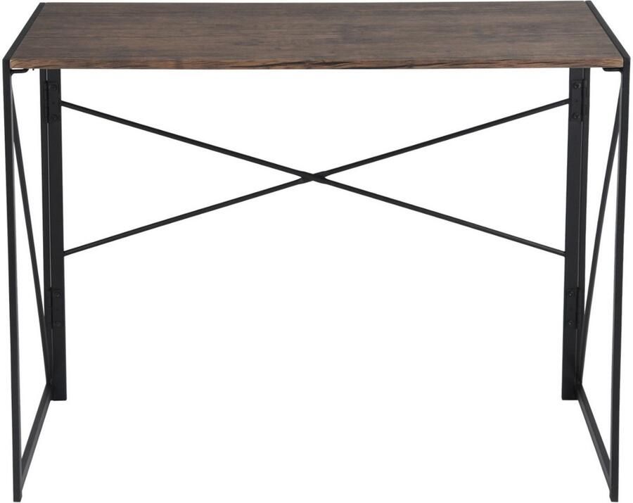 Furnish Bureau Opklapbaar Bureau Bruin Zwart Hout Metaal 100x75x50