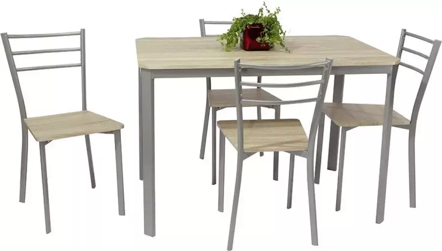 FurniStyle Eetkamerset 5-delig Brixen – Eettafel Met 4 Stoelen