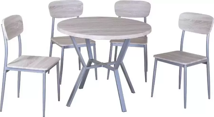 FurniStyle Eetkamerset 5-delig Meran – Eettafel Met 4 Stoelen