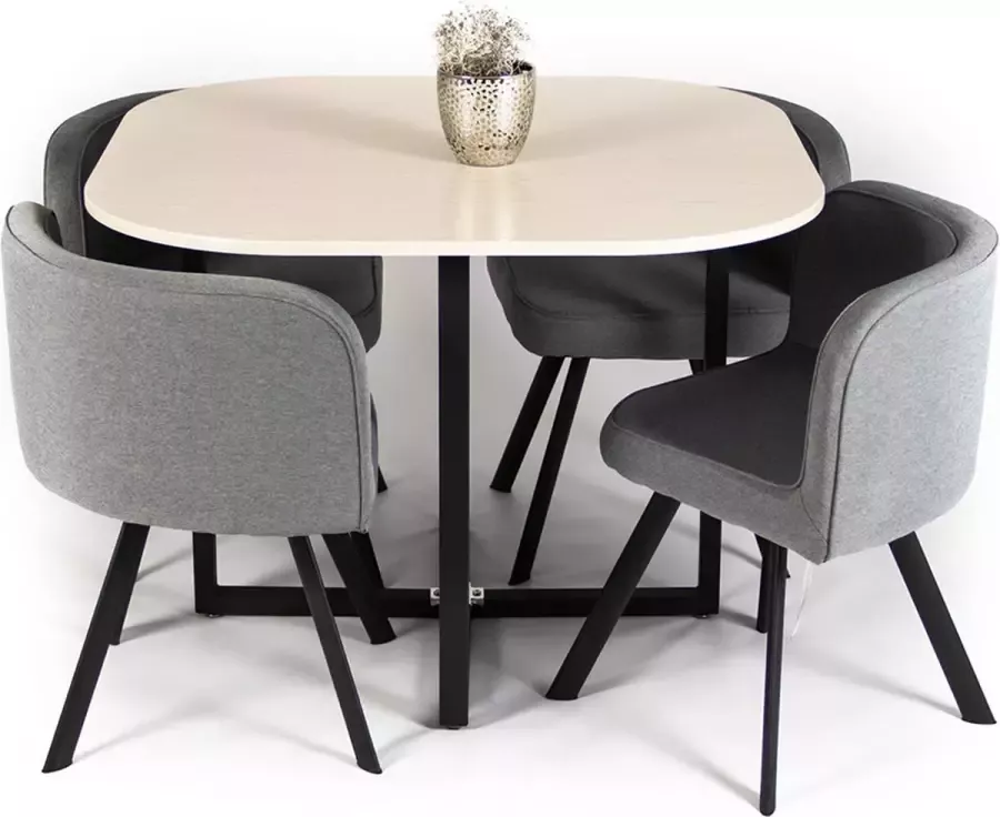 FurniStyle Eetkamerset 5-delig Zyaire Eettafel Met 4 Stoelen