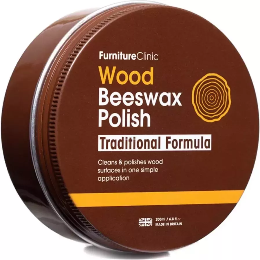 Furniture Clinic Bijenwas Hout Verzorging (200ml) Zachte natuurlijke bijenwas voor elk hout (Wood Beeswax Polish)