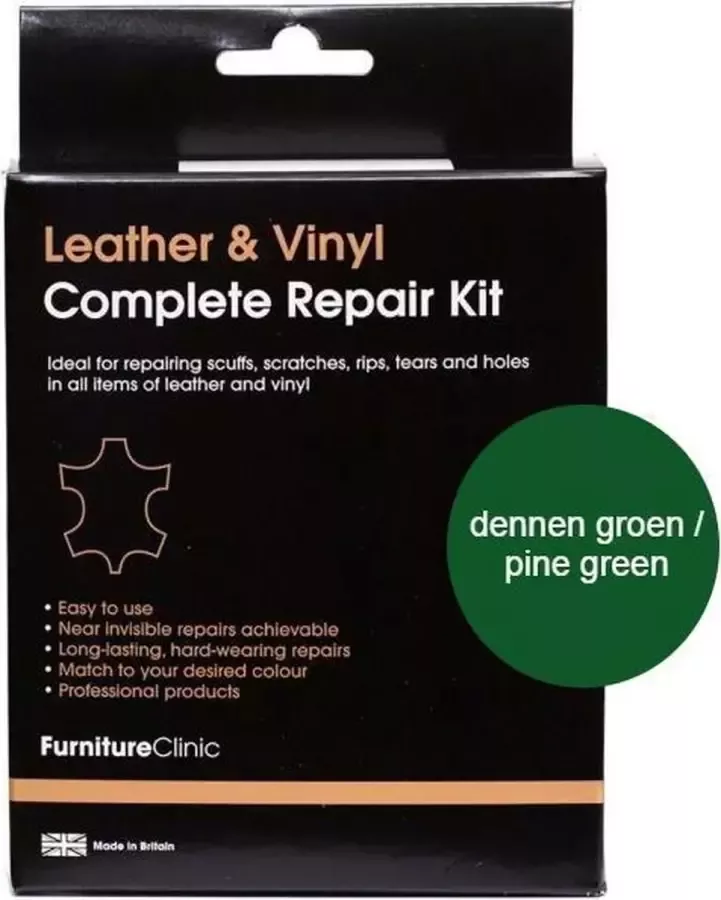 Furniture Clinic Complete Lederen Reparatie Set Dennen Groen Pine Green Voor banken autostoelen meubels stoelen van leer Plak vul en herstel krassen scheuren gaten en andere beschadingen Complete Leather Repair Kit-Pine Green