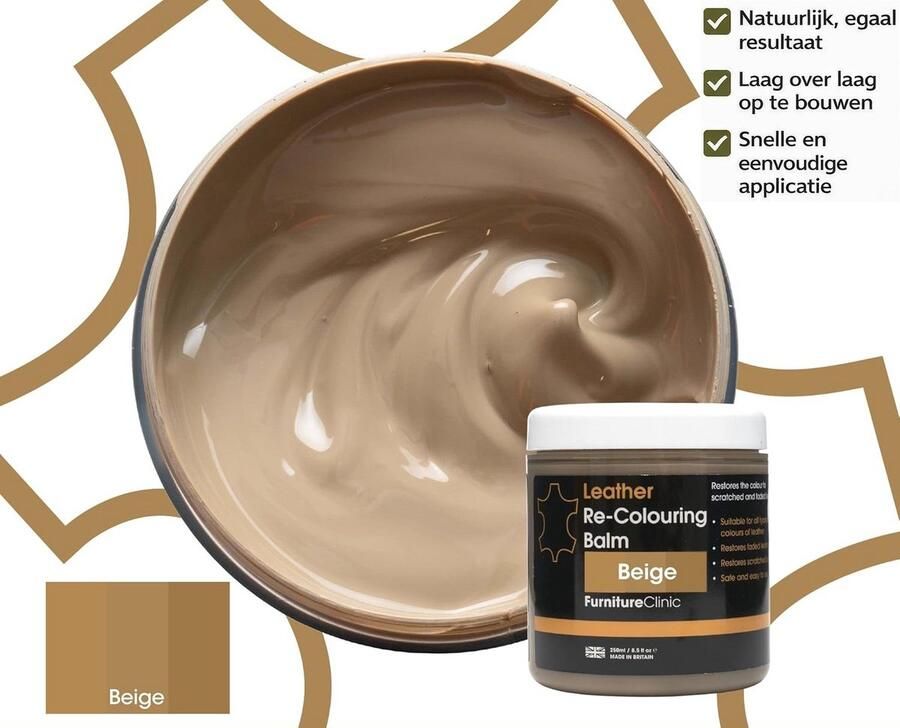 Furniture Clinic Leer Balsem -Kleur : Beige Beige Kleur Herstel en Beschermen van Versleten Leer en Lederwaar – Leather Re-Colouring Balm Colour Restorer for Sofas Leather Colour Repair for Faded & Scratched Leather Upholstery Car Seats Shoes and Clothing - Foto 4