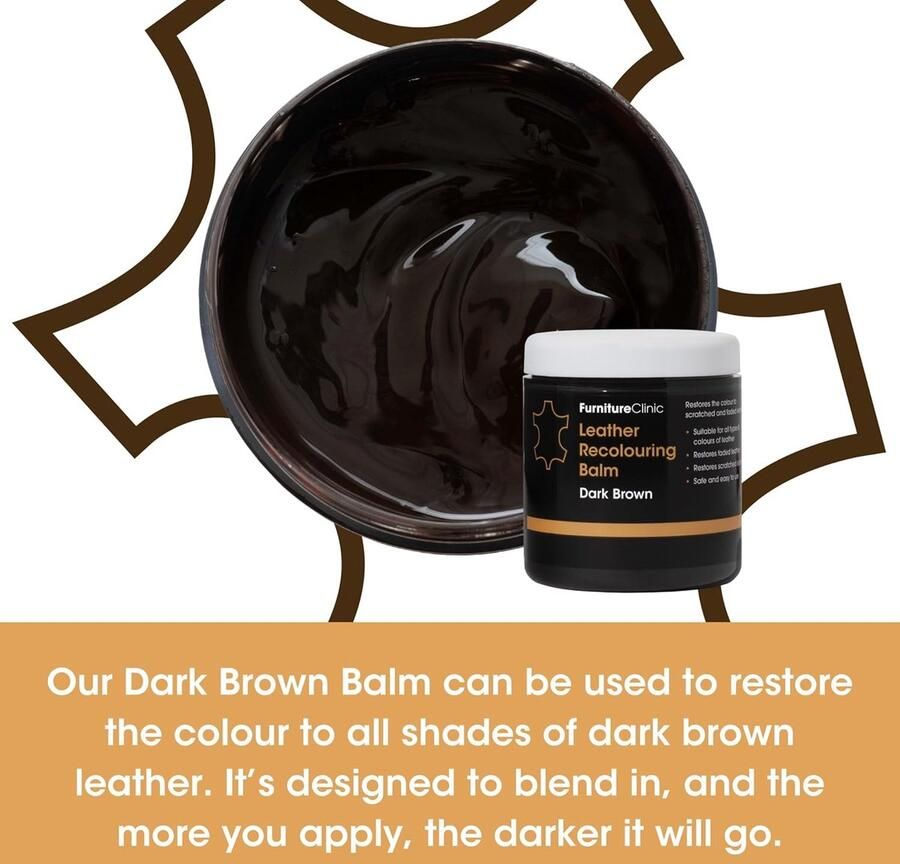 Furniture Clinic Leer Balsem -Kleur : Donker Bruin Dark Brown Kleur Herstel en Beschermen van Versleten Leer en Lederwaar – Leather Re-Colouring Balm Colour Restorer for Sofas Leather Colour Repair for Faded & Scratched Leather Upholstery Car Seats