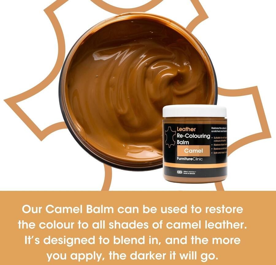 Furniture Clinic Leer Balsem -Kleur : Khaki Camel Kleur Herstel en Beschermen van Versleten Leer en Lederwaar – Leather Re-Colouring Balm Colour Restorer for Sofas Leather Colour Repair for Faded & Scratched Leather Upholstery Car Seats Shoes and Clothing