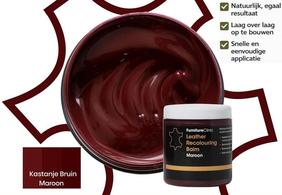 Furniture Clinic Leer Balsem -Kleur : Maroon Kleur Herstel en Beschermen van Versleten Leer en Lederwaar – Leather Re-Colouring Balm Colour Restorer for Sofas Leather Colour Repair for Faded & Scratched Leather Upholstery Car Seats Shoes and Clothing - Foto 4