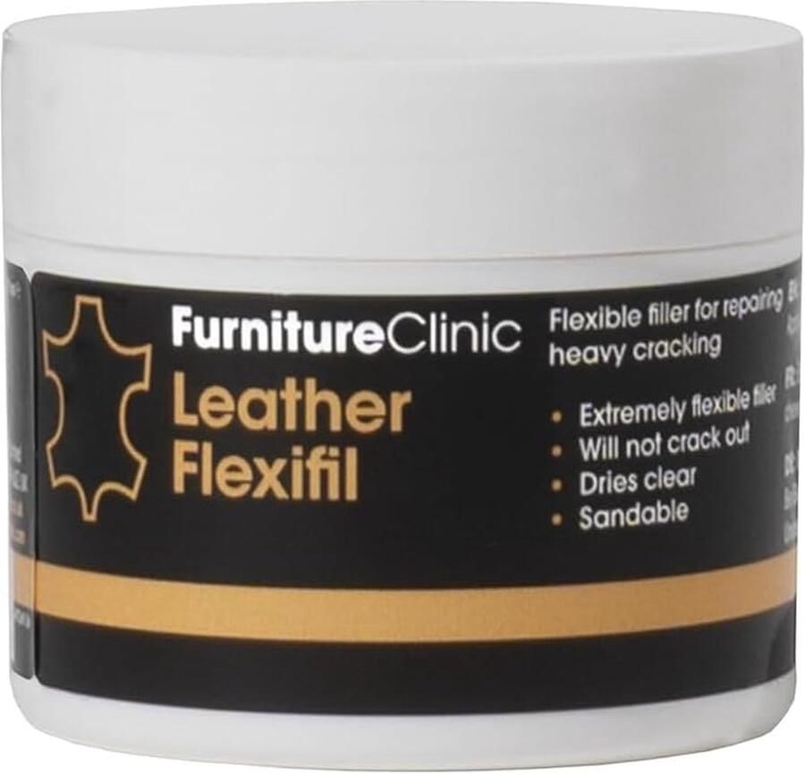 Furniture Clinic Leer Flexi Vuller 50ML Leather Flexifil 50ML Extreem flexibel vulmiddel te gebruiken voor kattenkrassen gaten en scheuren in leren banken en autostoelen Leer Reparatie Leer Vuller Leer Vulmiddel