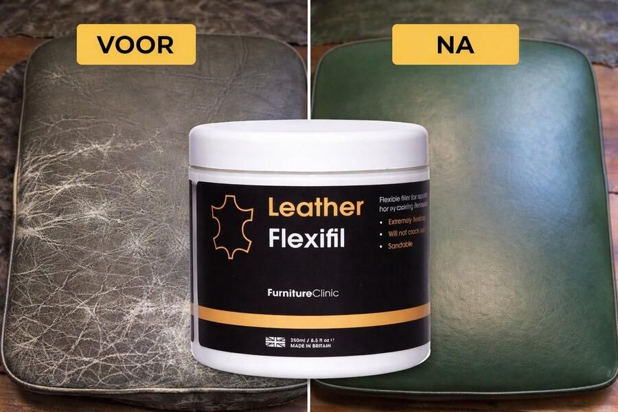 Furniture Clinic Leer Flexi Vuller 250ML Leather Flexifil 250ML Extreem flexibel vulmiddel te gebruiken voor kattenkrassen gaten en scheuren in leren banken en autostoelen Leer Reparatie Leer Vuller Leer Vulmiddel - Foto 2