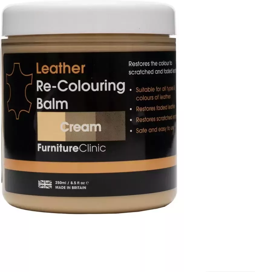 Furniture Clinic Leer Balsem Crème Cream Herstel en Beschermen van Versleten Leer en Lederwaar – Leather Re-Colouring Balm