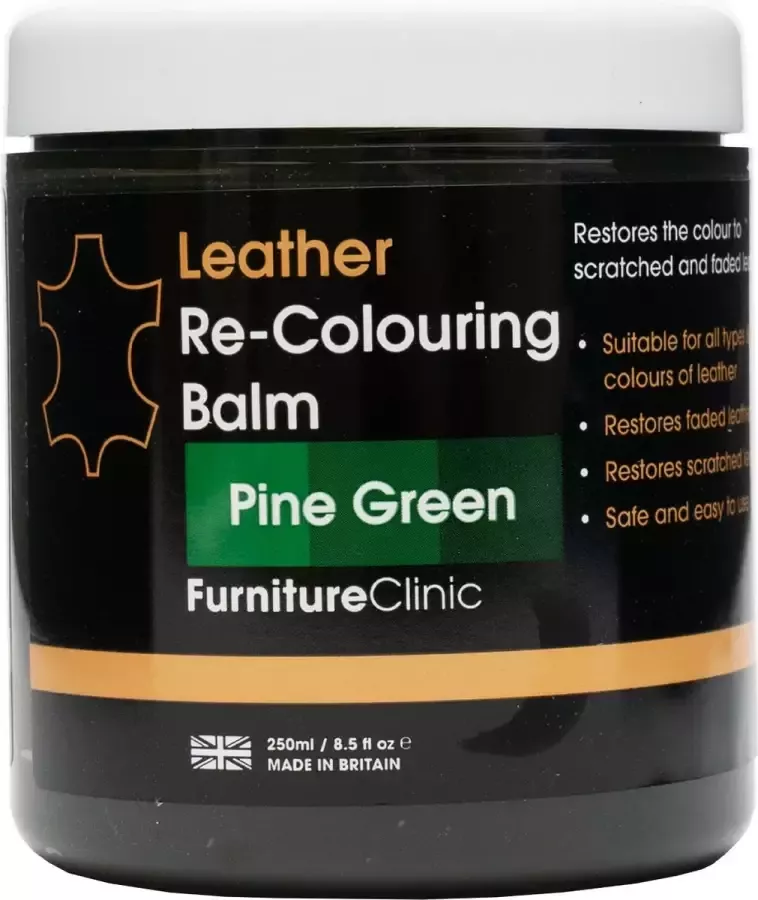 Furniture Clinic Leer Balsem Dennen Groen Pine Green Herstel en Beschermen van Versleten Leer en Lederwaar – Leather Re-Colouring Balm