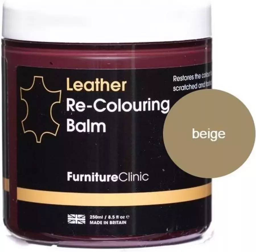 Furniture Clinic Leer Balsem -Kleur : Beige Beige Kleur Herstel en Beschermen van Versleten Leer en Lederwaar – Leather Re-Colouring Balm Colour Restorer for Sofas Leather Colour Repair for Faded & Scratched Leather Upholstery Car Seats Shoes and Clothing - Foto 2