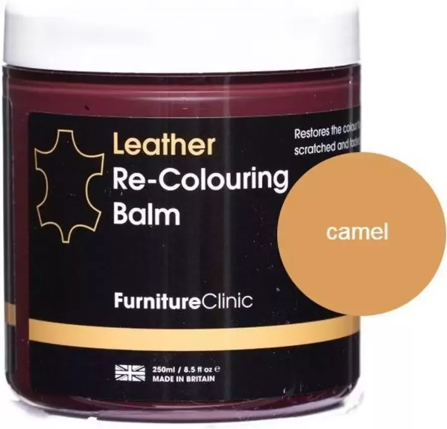 Furniture Clinic Leer Balsem -Kleur : Khaki Camel Kleur Herstel en Beschermen van Versleten Leer en Lederwaar – Leather Re-Colouring Balm