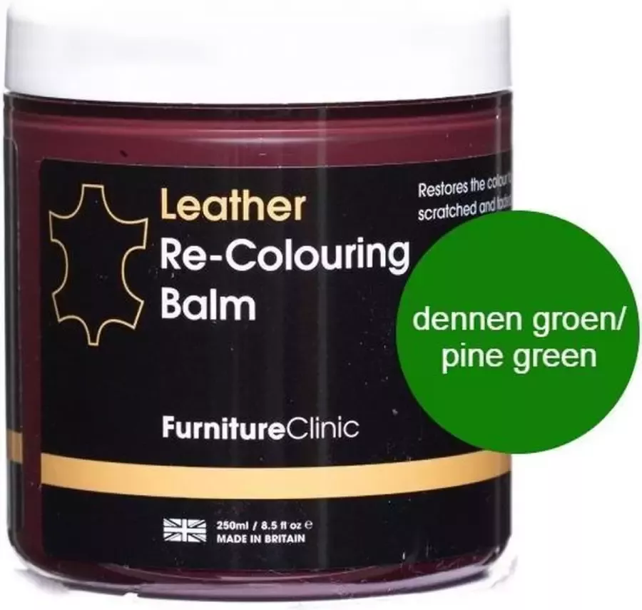 Furniture Clinic Leer Balsem Dennen Groen Pine Green Herstel en Beschermen van Versleten Leer en Lederwaar – Leather Re-Colouring Balm - Foto 2