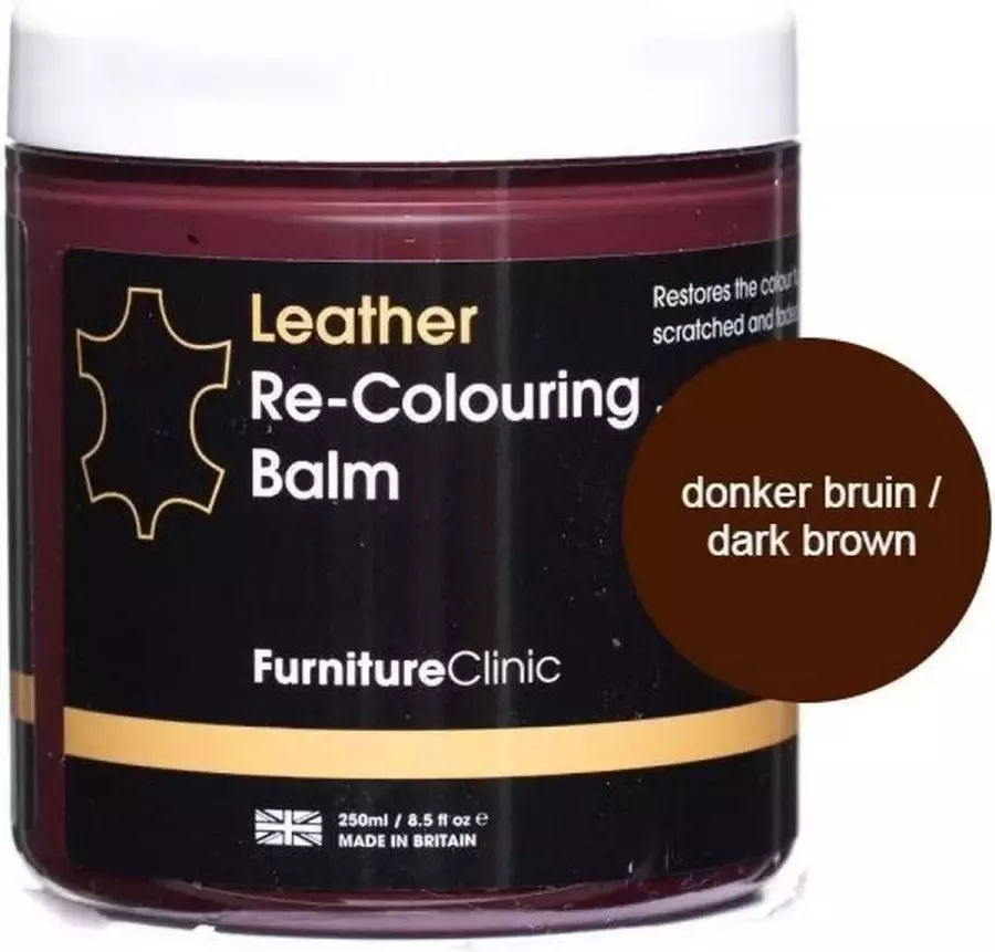 Furniture Clinic Leer Balsem – Kleur Herstel en Beschermen van Versleten Leer en Lederwaar Kleur : Donker Grijs Dark Grey