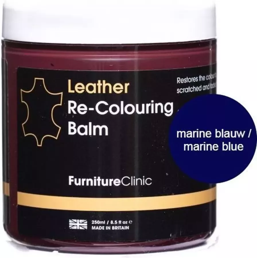 Furniture Clinic Leer Balsem Kleur Herstel en Beschermen van Versleten Leer en Lederwaar – Kleur : Marine Blauw
