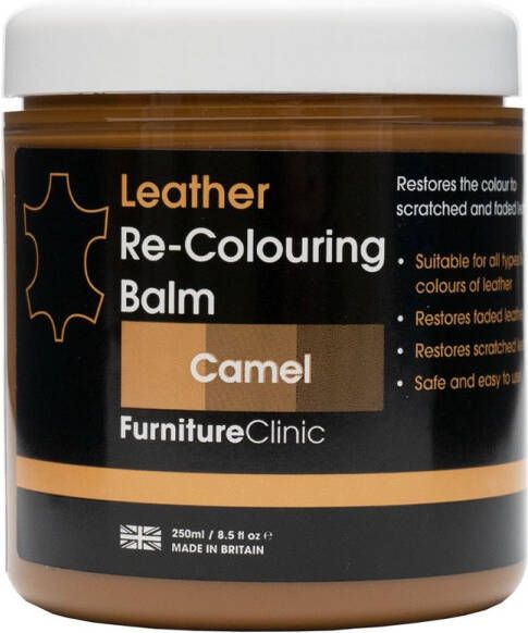 Furniture Clinic Leer Balsem -Kleur : Khaki Camel Kleur Herstel en Beschermen van Versleten Leer en Lederwaar – Leather Re-Colouring Balm