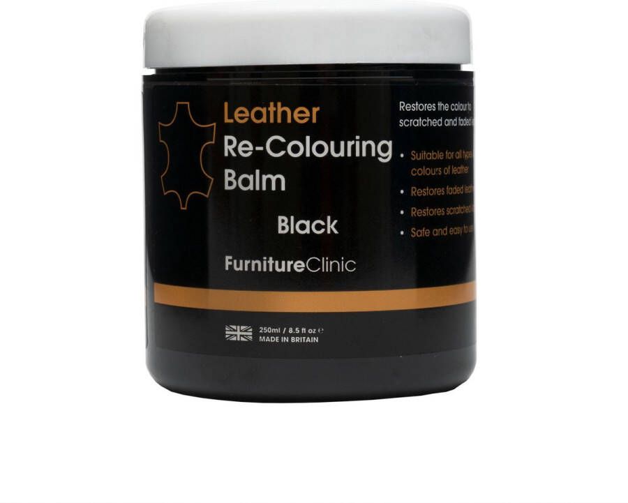 Furniture Clinic Leer Balsem -Kleur : Zwart Black Kleur Herstel en Beschermen van Versleten Leer en Lederwaar – Leather Re-Colouring Balm
