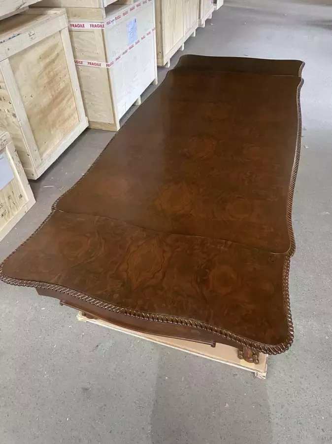 Furniture & Artcrafts Mahonie bureau met exclusieve walnoot fineer bovenplaat en extensies