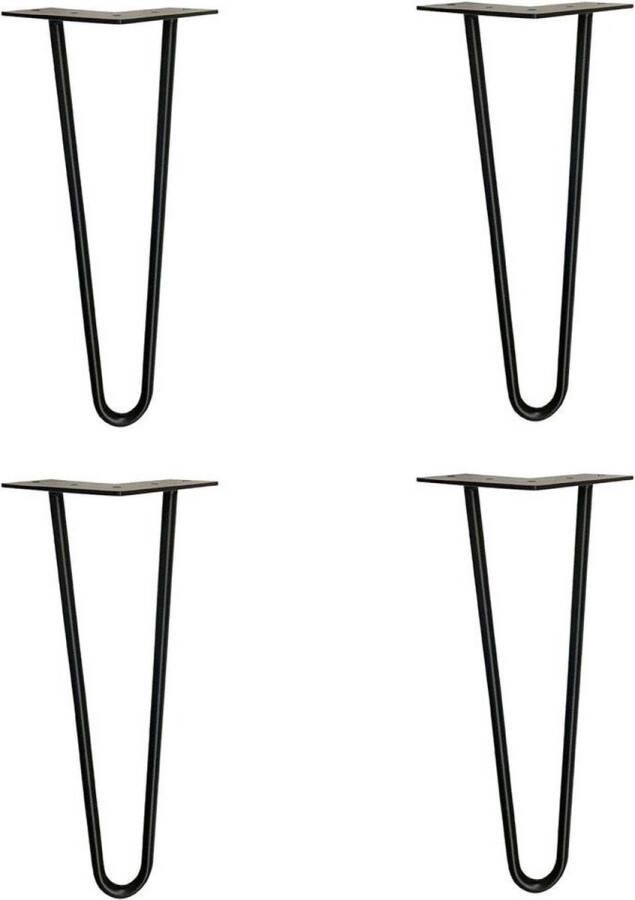 Furniture Legs Europe Dunne massieve zwarte hairpin tafelpoot 40 cm (set van 4 stuks)