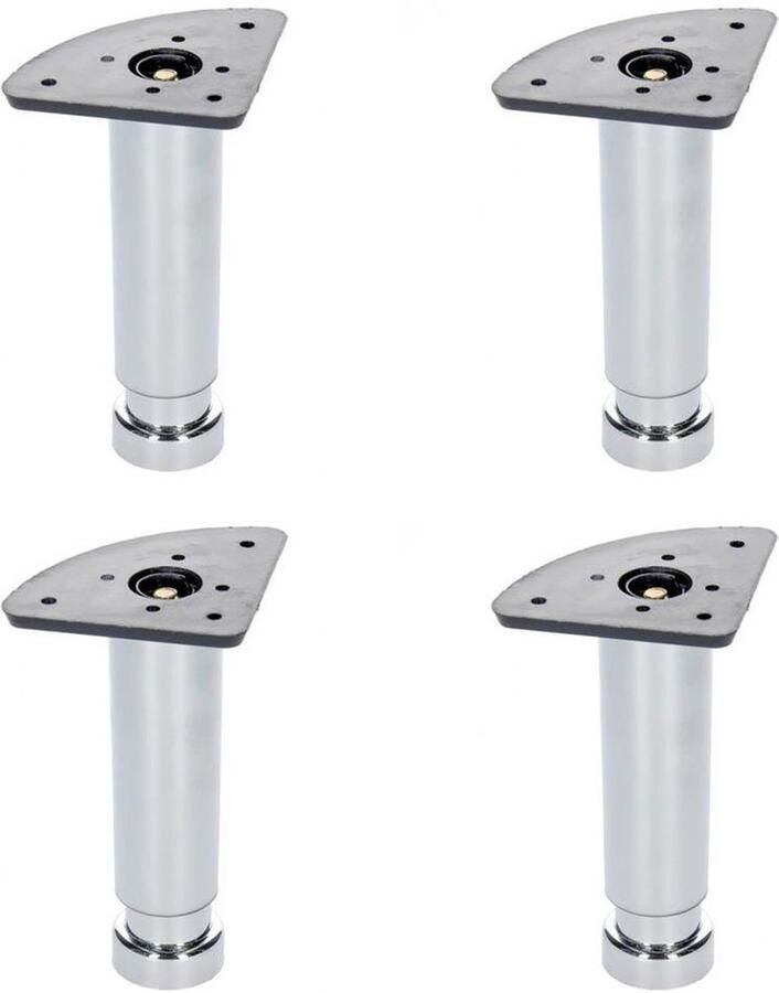Furniture Legs Europe FLE Budget meubelpoot verstelbaar chroom rond Ø 3 5 cm en hoogte 12 cm van kunststof 4 stuks