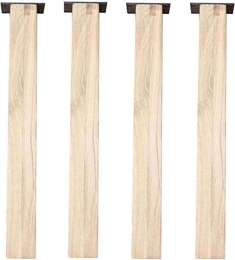 Furniture Legs Europe FLE Eiken rechte tafelpoot 72 cm van massief hout 8 x 8 cm set van 4 stuks