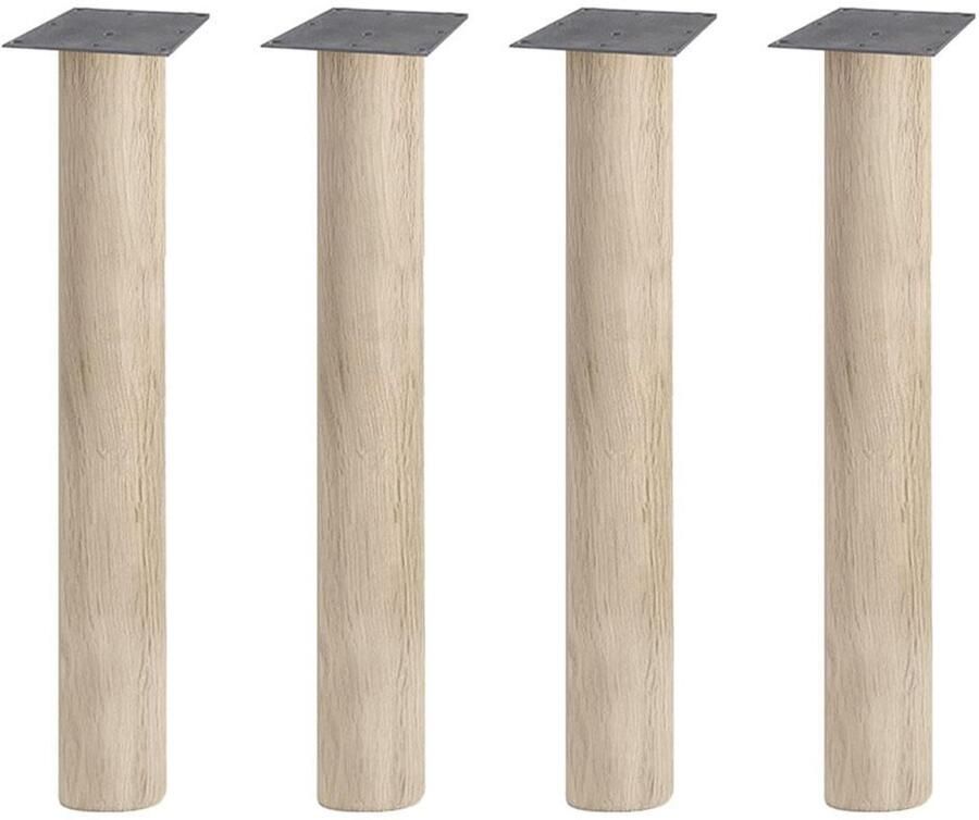 Furniture Legs Europe FLE Eiken ronde tafelpoot 72 5 cm van massief hout Ø12 cm set van 4 stuks