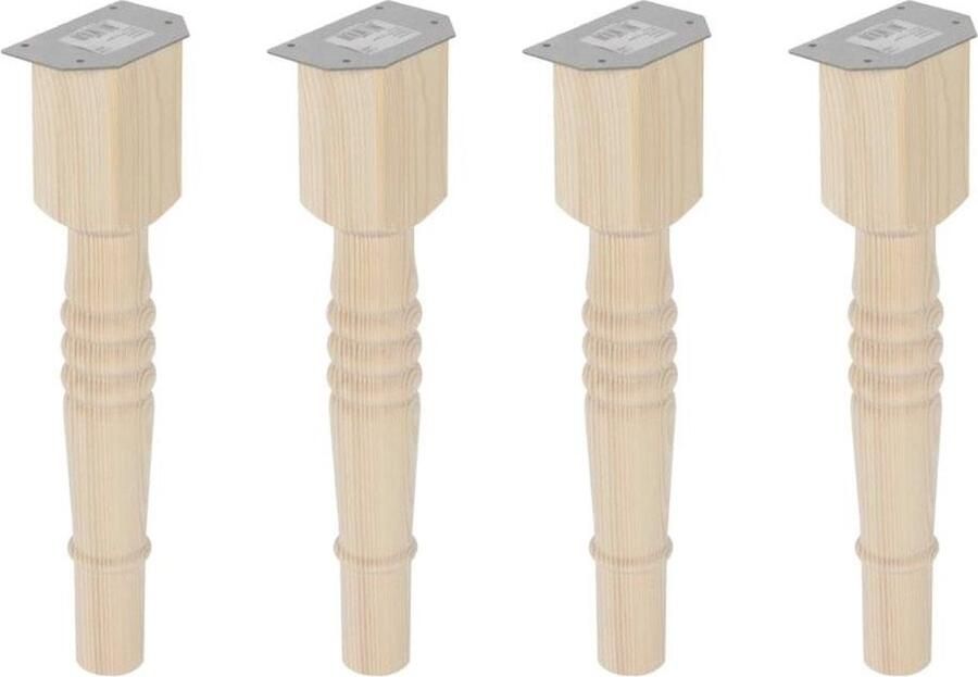 Furniture Legs Europe FLE Landelijke meubelpoot rond Ø 7 cm en hoogte 42 cm van massief hout 4 stuks