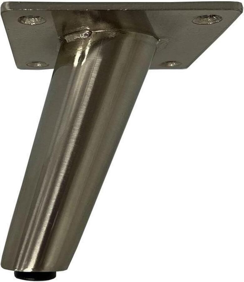 Furniture Legs Europe FLE Massief stalen meubelpoot rvs look conisch ø 5 cm 2 5 cm en hoogte 10 cm