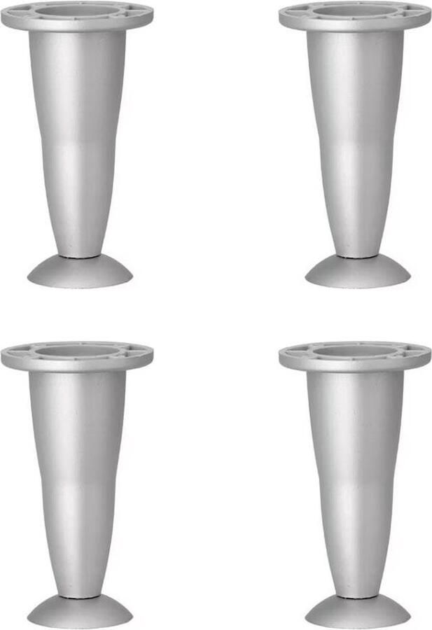Furniture Legs Europe FLE Meubelpoot verstelbaar zilvergrijs rond Ø 7 cm en hoogte 12 5 13 5 cm van kunststof 4 stuks