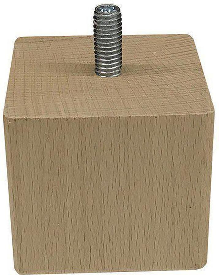 Furniture Legs Europe FLE Meubelpoot vierkant 5 bij 5 cm en hoogte 5 cm van massief hout (M8)