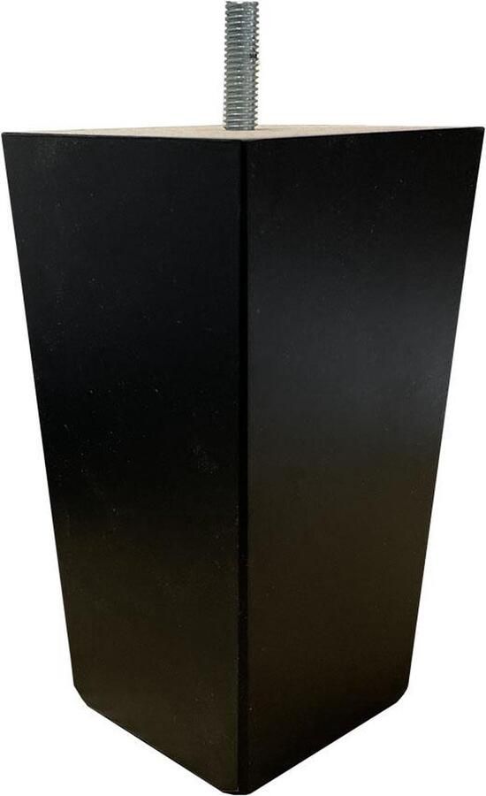 Furniture Legs Europe FLE Meubelpoot zwart taps 7 5 bij 7 5 cm en hoogte 14 cm van massief hout (M8)