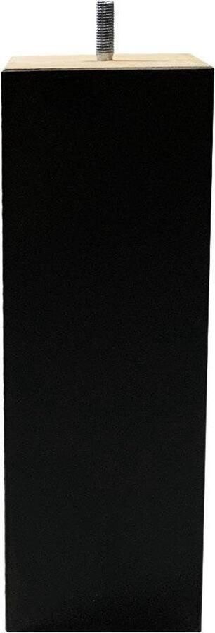 Furniture Legs Europe FLE Meubelpoot zwart vierkant 8 bij 8 cm en hoogte 25 cm van massief hout (M8) 8 x 8 cm