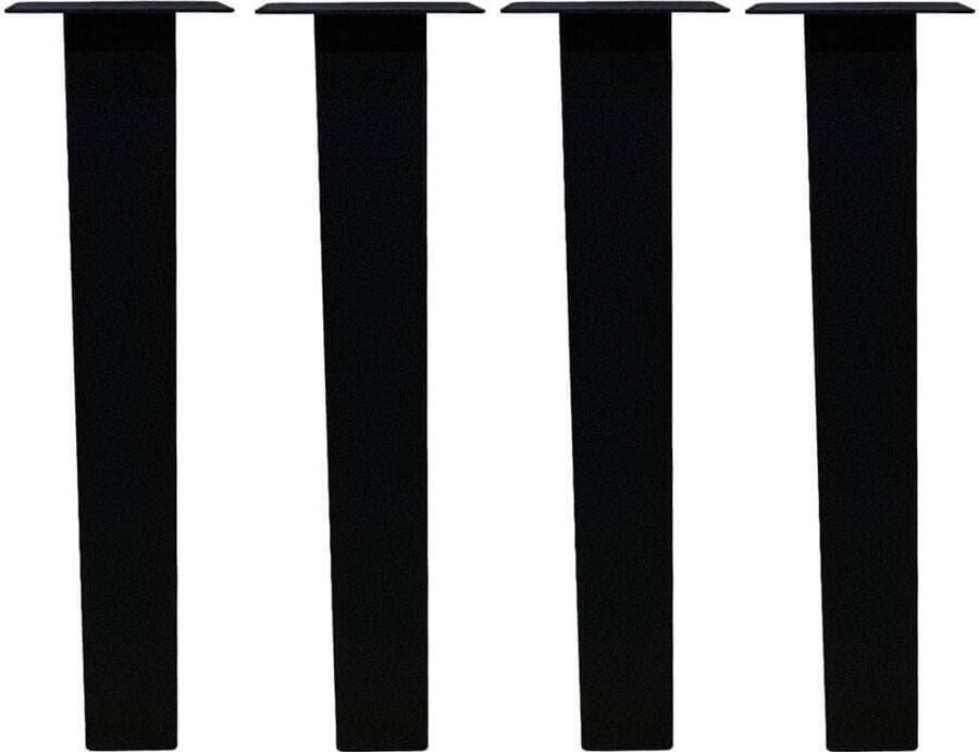 Furniture Legs Europe FLE Set stalen rechte tafelpoten zwart vierkant 10 bij 10 cm en hoogte 72 cm (koker 10 x 10 cm) 4 stuks