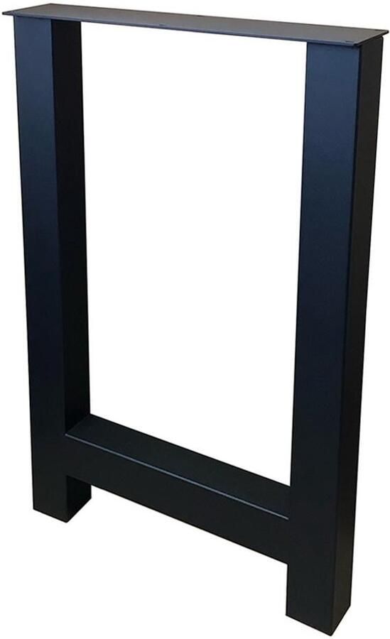 Furniture Legs Europe FLE Stalen H tafelpoot zwart gepoedercoat 60 bij 8 cm en hoogte 90 cm (koker 8 x 8 cm) barpoot tafelpoot