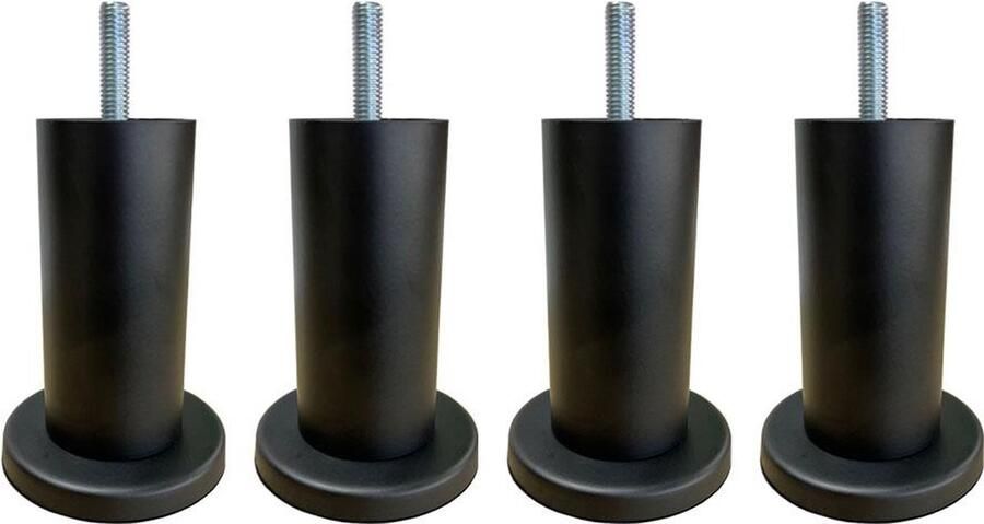 Furniture Legs Europe FLE Stalen meubelpoot mat zwart rond ø 4 2 cm en hoogte 10 cm (M8) Set van 4 stuks