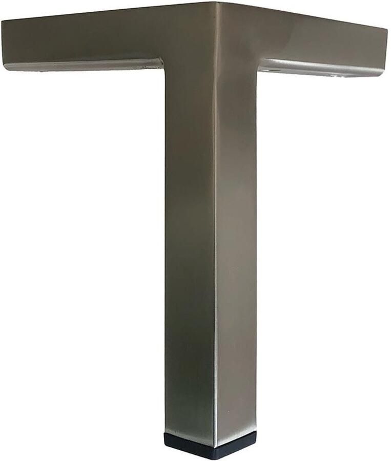 Furniture Legs Europe FLE Stalen meubelpoot rvs look hoek 3 bij 3 cm en hoogte 19 cm opstaande rand (koker 3 x 3 cm)