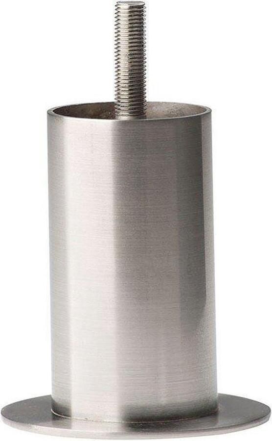 Furniture Legs Europe FLE Stalen meubelpoot rvs look rond ø 4 cm en hoogte 8 cm (M8)